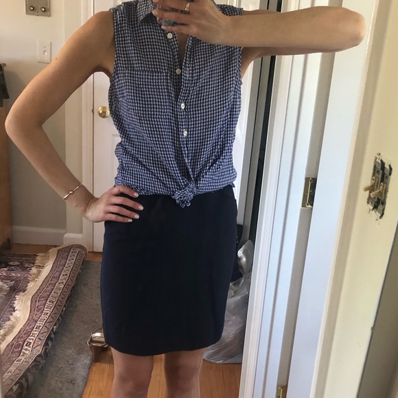 J. Crew Tie Front Gingham Sleeveless Blouse - Picture 3 of 5